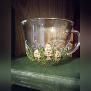 Hand Sculpted Morel Mushroom Glass Mug Christmas Gifts